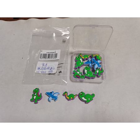 12Pcs 4 Styles Cartoon Dinosaur Food Grade Eco-Friendly Silicone Focal Beads SIL-SZ0001-40-1