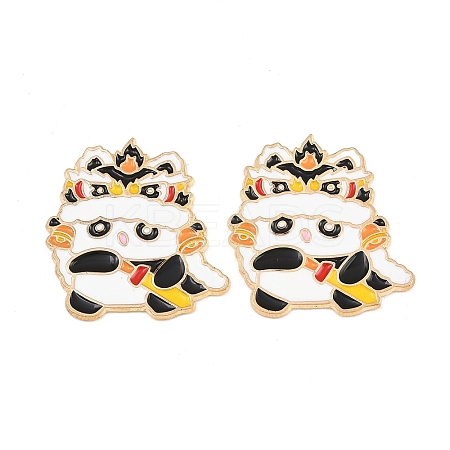 Chinese Lion Dance Panda Alloy Enamel Cabochons AL-CBA1A6F-03KCG-B-1