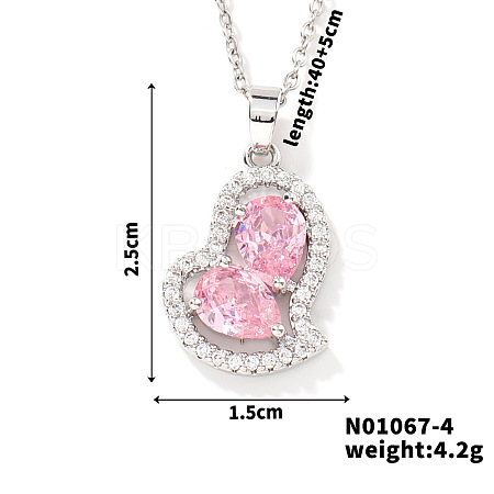 Elegant and Unique Style Brass & Glass Lock Collar Heart Pendant Necklaces for Women FN1868-4-1