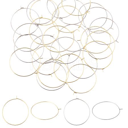 120Pcs 2 Colors 316 Surgical Stainless Steel Hoop Earring Findings STAS-HS0001-25-1