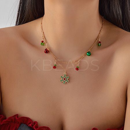 Christmas Alloy Enamel & Rhinestone & Glass Pendant Bib Necklaces FS-WGCF3BB-02-1