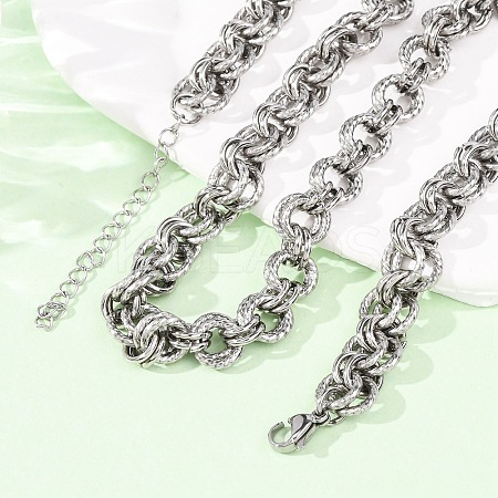 8MM 304 Stainless Steel Twisted Double Rolo Chain Necklaces for Women NJEW-G194-05P-02-1