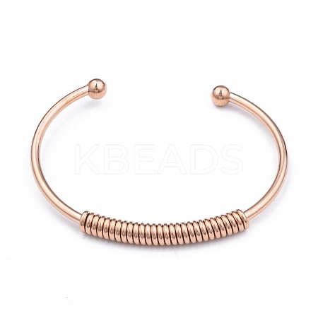 304 Stainless Steel Open Cuff Bangle for Girl Women BJEW-N013-008RG-1