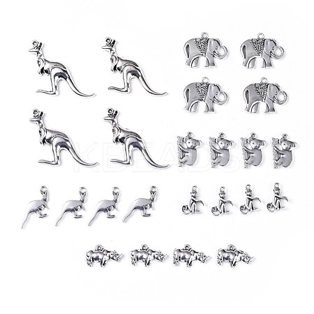 Terrestrial Animals Metal Charms Tibetan Style Alloy Pendants TIBEP-X0185-90AS-LF-1