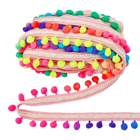 10 Yards Polyester Pom Pom Ball Tassel Ribbons DIY-PH0033-31-1