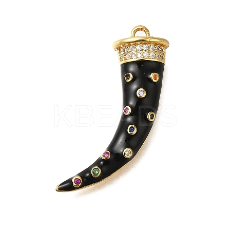 Rack Plating Brass Micro Pave Cubic Zirconia Pendants X-ZIRC-F142-18G-1