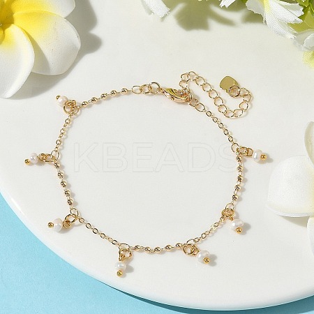Natural Cultured Freshwater Pearl Charm Bracelets BJEW-JB12313-1