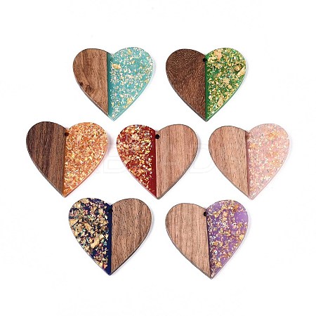 Opaque Resin and Walnut Wood Pendants RESI-T060-16M-1