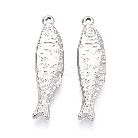 304 Stainless Steel Fish Pendants STAS-T069-13P-1