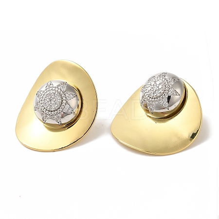 Rack Plating Brass Micro Pave Clear Cubic Zirconia Stud Earrings EJEW-B062-02GP-01-1