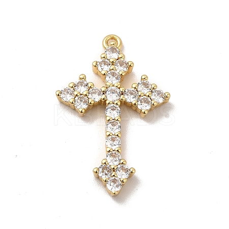 Rack Plating Brass Micro Pave Cubic Zirconia Pendants KK-P230-20G-1