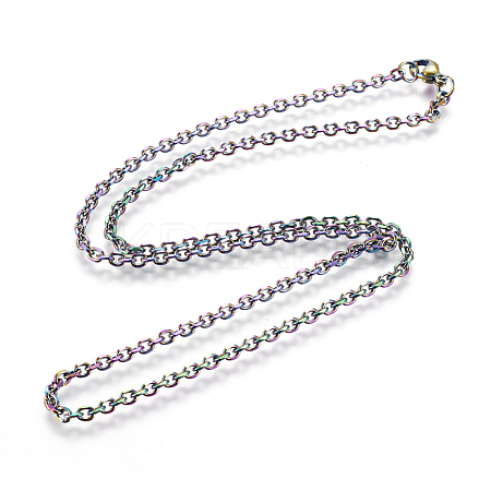 Ion Plating(IP) 304 Stainless Steel Cable Chain Necklaces NJEW-P251-01B-1