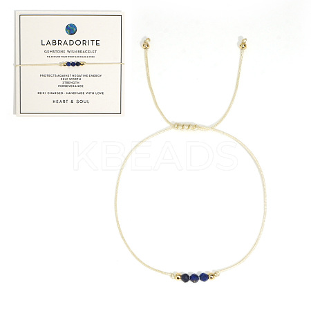 Natural Labradorite Braided Beads Bracelets for Women LU0568-2-1