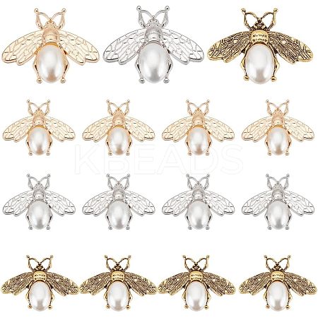 WADORN 12Pcs 3 Colors Zinc Alloy Bees Shoe Decorations FIND-WR0006-69-1