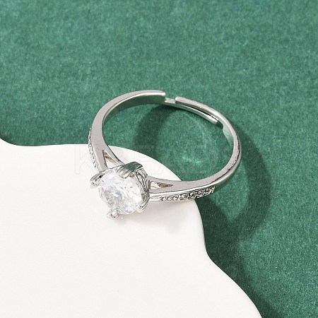 Brass Micro Pave Cubic Zirconia Finger Rings for Women RJEW-B153-01P-1