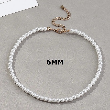 Plastic Imitation Pearl Round Beaded Necklaces for Women WGF0340-10-1