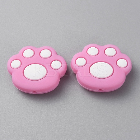 Paw Print Food Grade Eco-Friendly Silicone Focal Beads SIL-SZC0003-06J-1