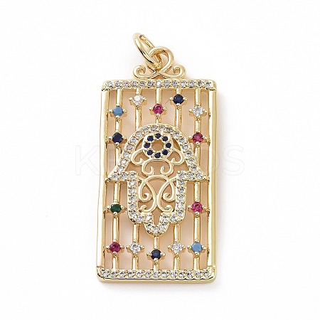 Brass Micro Pave Colorful Cubic Zirconia Pendants KK-E068-VF024-1
