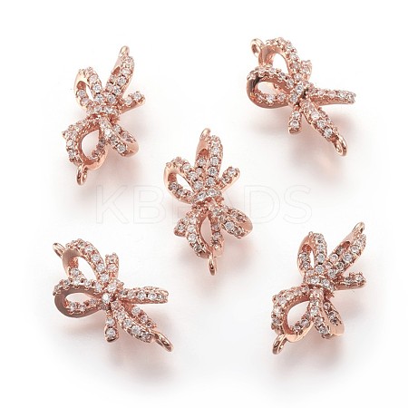 Eco-Friendly Brass Micro Pave Cubic Zirconia Links KK-F774-14RG-NR-1