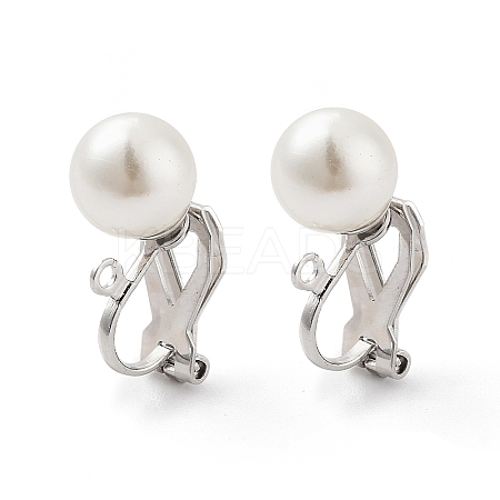 304 Stainless Steel Clip-on Earring Findings with Imitation Pearl Plastic Beaded LS-STAS-H216-03D-P-1