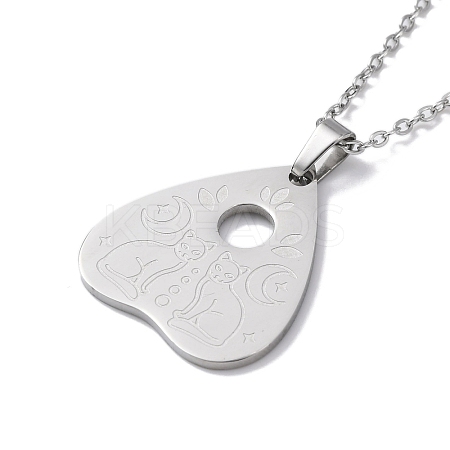 Non-Tarnish Hollow Heart 304 Stainless Steel Pendant Necklaces LS-NJEW-C033-01A-P-1