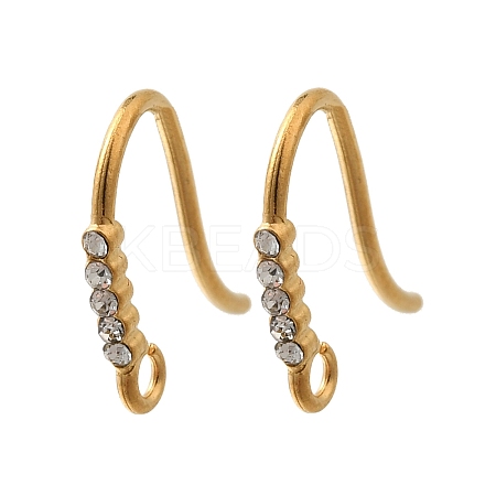 304 Stainless Steel Rhinestone Earring Hooks LS-STAS-D310-01G-02-1