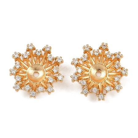 Brass Micro Pave Clear Cubic Zirconia Bead Caps KK-F906-06G-1