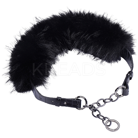 Faux Fur PU Leather Chain Belts AJEW-WH20072-55A-02-1