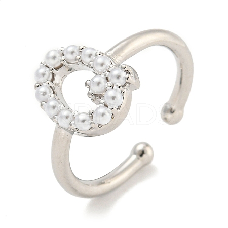 Rack Plating Brass Open Cuff Rings for Women RJEW-F162-01P-Q-1