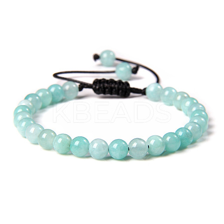 Natural Dyed Amazonite Round Bead Adjustable Braided Bracelets LS-UO3136-40-1