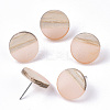 Transparent Resin & Wood Stud Earrings EJEW-N017-003A-D06-1