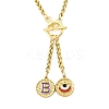 Ion Plating(IP) 304 Stainless Steel Purple Enamel Letter & Eye Pendant Wheat Chain Necklaces STAS-Z102-01G-B-1
