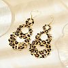 Teardrop Leopard Print Alloy Dangle Earrings for Women EJEW-K304-02G-2