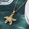Starfish 304 Stainless Steel Pendant Necklaces NJEW-M096-21G-5