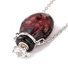 Glass Perfume Vial with Crown Pendant Necklace NJEW-H218-01D-5