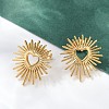 Ion Plating(IP) 304 Stainless Steel Hollow Out Heart Stud Earrings for Women EJEW-E271-02G-1