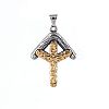 Duo Tone 304 Stainless Steel Textured Viking Rune Pendant Necklaces for Men WGD6348-01-1