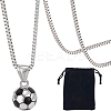 DIY 316 Surgical Stainless Steel Enamel Football Pendants Pendant Necklaces Jewelry Kits DIY-BBC0002-16-1