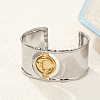 Moon 304 Stainless Steel Cuff Bangles LS-BJEW-B157-01PG-1