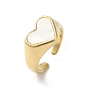 Shell Heart Open Cuff Ring for Women RJEW-C091-07G-01-1