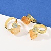 Nuggets Natural Yellow Quartz & Aquamarine Open Cuff Rings RJEW-K286-12G-03-1