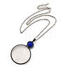 Flat Round Glass Magnifying Pendant Necklace for Women NJEW-K125-01B-04-1