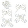 2 Pairs 2 Styles Bowknot ABS Imitation Pearl Shoe Lace Decorations DIY-FG0006-57-1