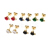 Ion Plating(IP) 304 Stainless Steel Cubic Zirconia Stud Earring Findings STAS-P373-04B-G-1
