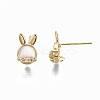 Brass Micro Clear Cubic Zirconia Stud Earring Findings KK-R114-02-NF-3