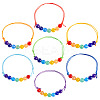 7 Colors Eco-Friendly Korean Waxed Polyester Cord with Natural & Dyed Malaysia Jade Beaded Adjustable Bracelets BJEW-TAC0035-2