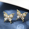 Butterfly Brass Micro Pave Cubic Zirconia Stud Earrings EJEW-M082-17G-02-1