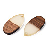 Walnut Wood & Luminous Glow in the Dark Resin Pendants RESI-N039-77-3