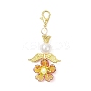 Flower Acrylic & ABS Plastic Imitation Pearl Pendant Decorations HJEW-JM03529-02-4