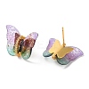 Film Butterfly Stud Earrings with Cubic Zirconia KK-K375-01G-3